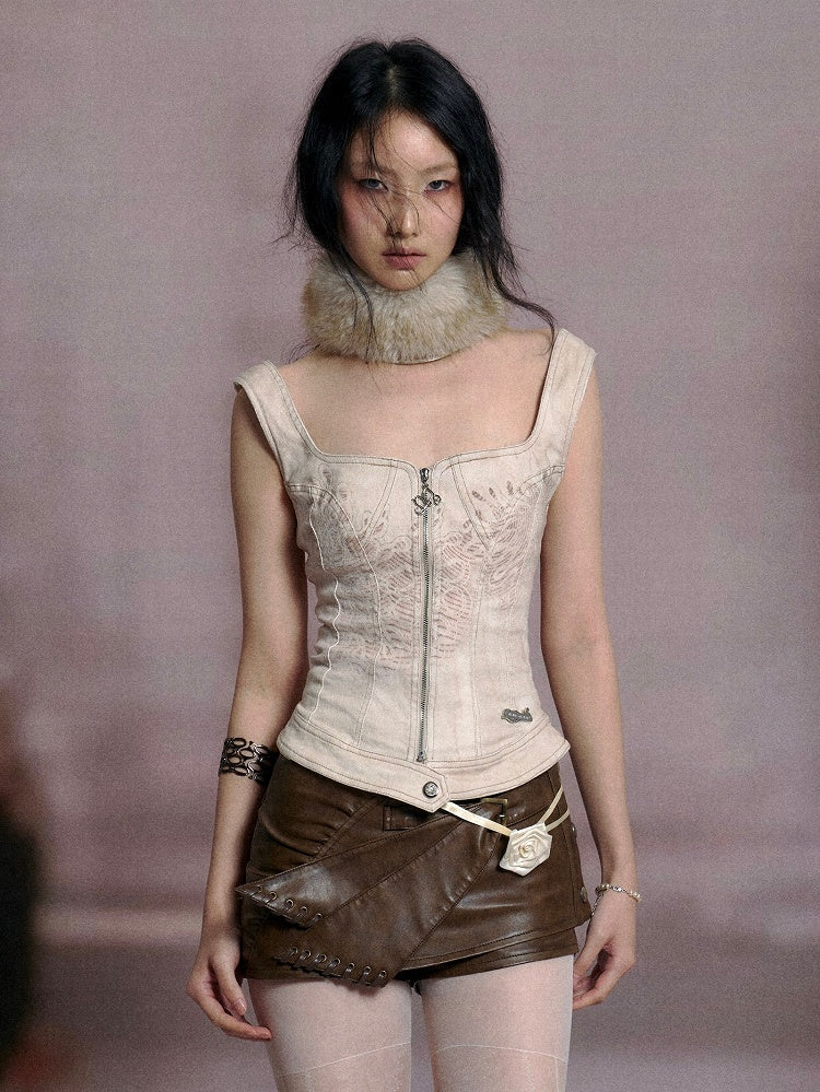 Plush Collar Beige - Cami Detachable Top Light