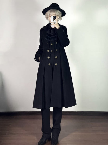 Schwarzer Ouji Fashion Lolita Gothic Prince Winterwollmantel