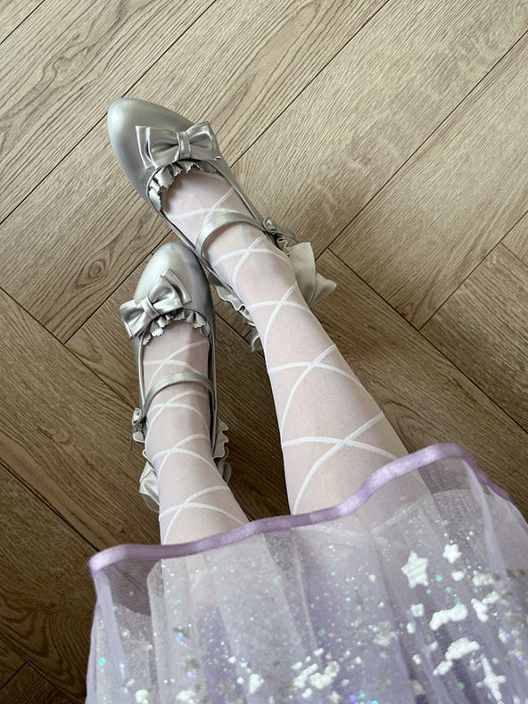 Rüschen Silber High Trim - Lolita bei Heels Bow Elegant Top