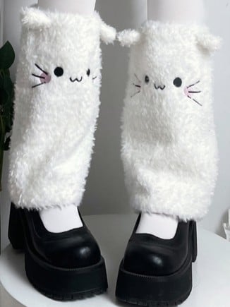Cute Plush White/Yellow/Pink Leg Warmers