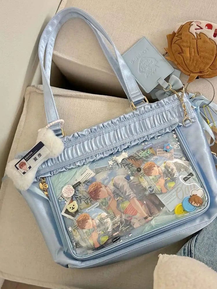 Kapazität Tote Rüschenband Schleife Große Ita Tasche Trim Blau