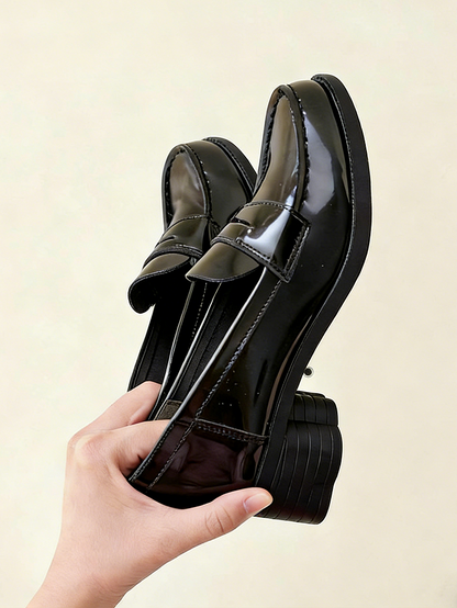 Shoes Height Black with Preppy Style Heel 5cm