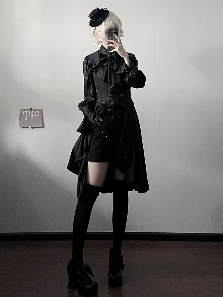 Lolita Back Shorts Black High Ouji Fashion Lace-up Waist