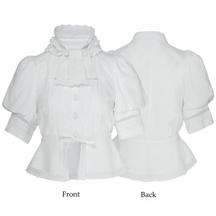 with Blouse Neckline White Open Lolita Hem Ruffle