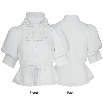 with Blouse Neckline White Open Lolita Hem Ruffle