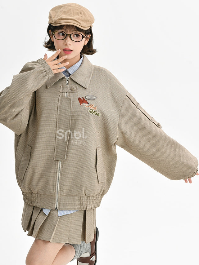 Zootopia Nick Khaki Polo Collar Plaid Jacket