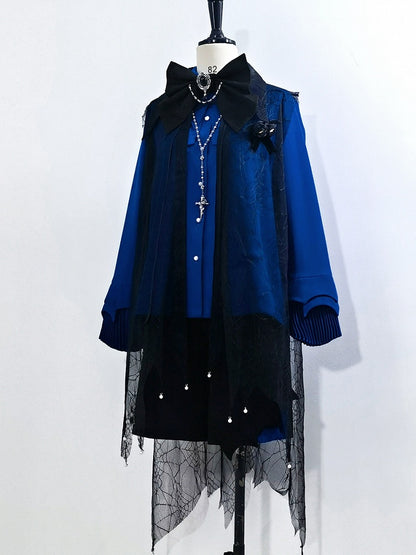 Lolita Straight-leg and Ouji Cuffs Shorts Blue Black Fashion