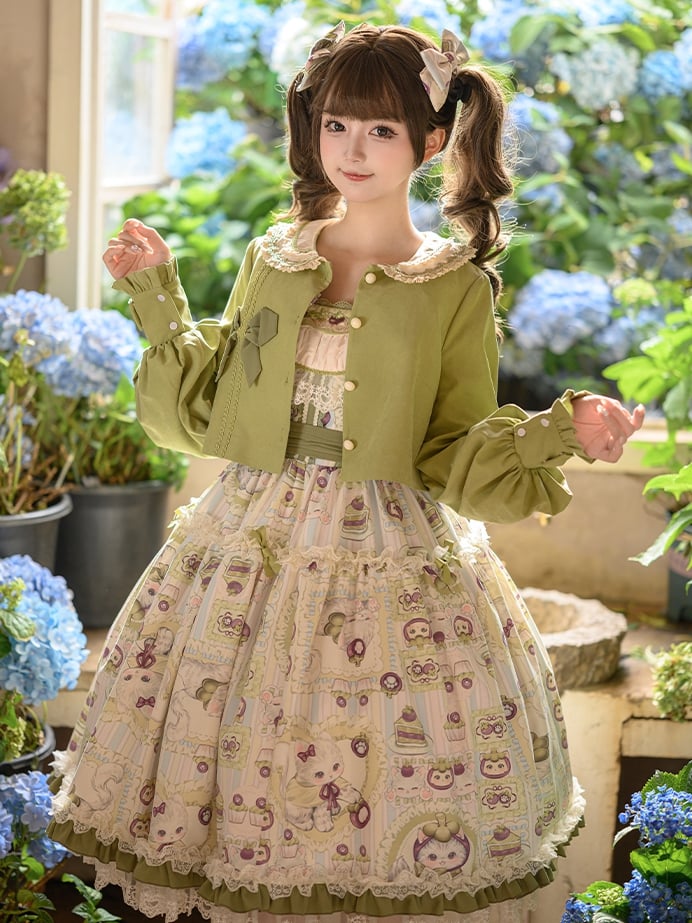 Top Green Peter Long Collar Sleeves Pan