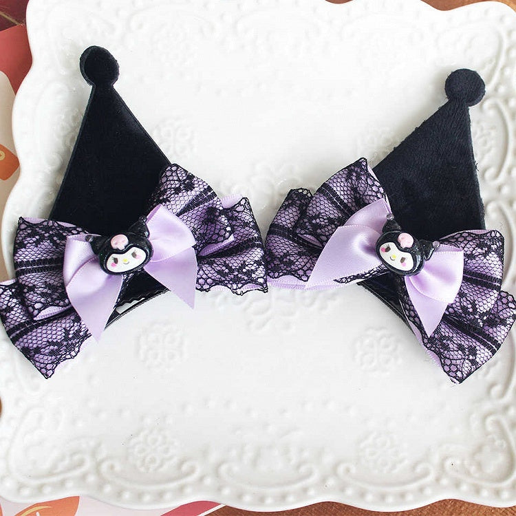 Kuro Vibes Bowknot Details Lace Trim Hairclips