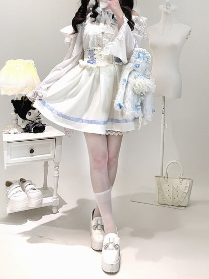 Neckline Illusion Shoulder with Open Blouse Jirai Baggy Kei