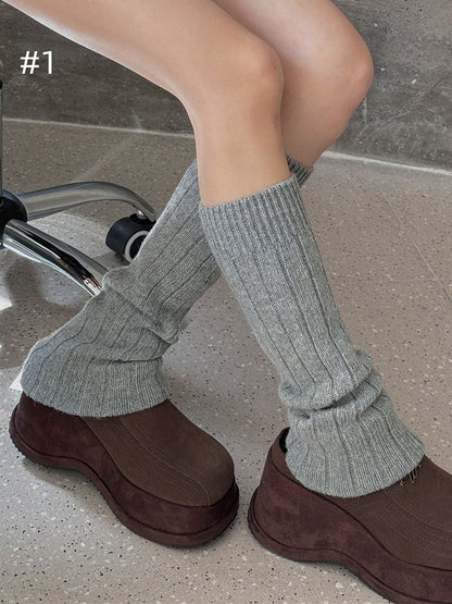 Y2K Ribbed Trim Knitted Leg Warmers
