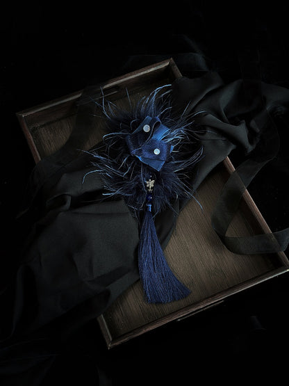 Red / Dark Blue / Green Fluffy Claw Clip