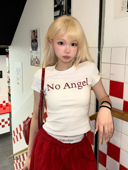 Letter Print Glamorous Cropped Black/White T-Shirt