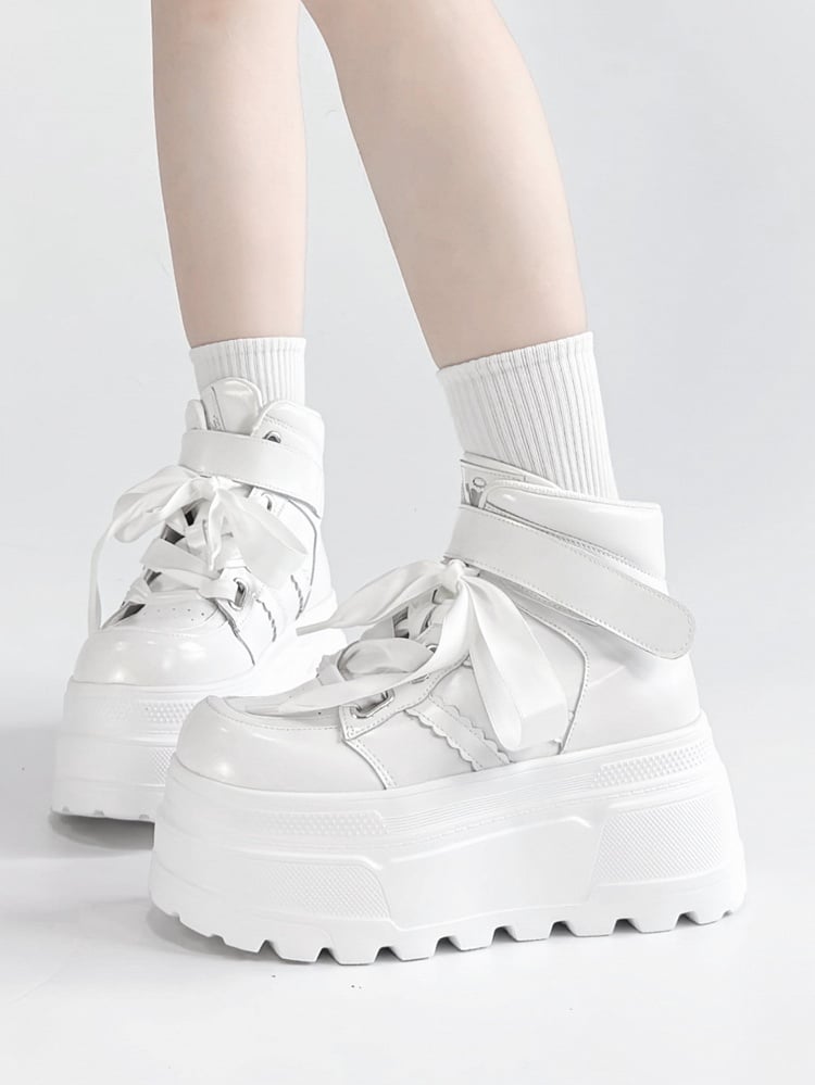 Shoes Accents Wings Gothic Platform Detachable White