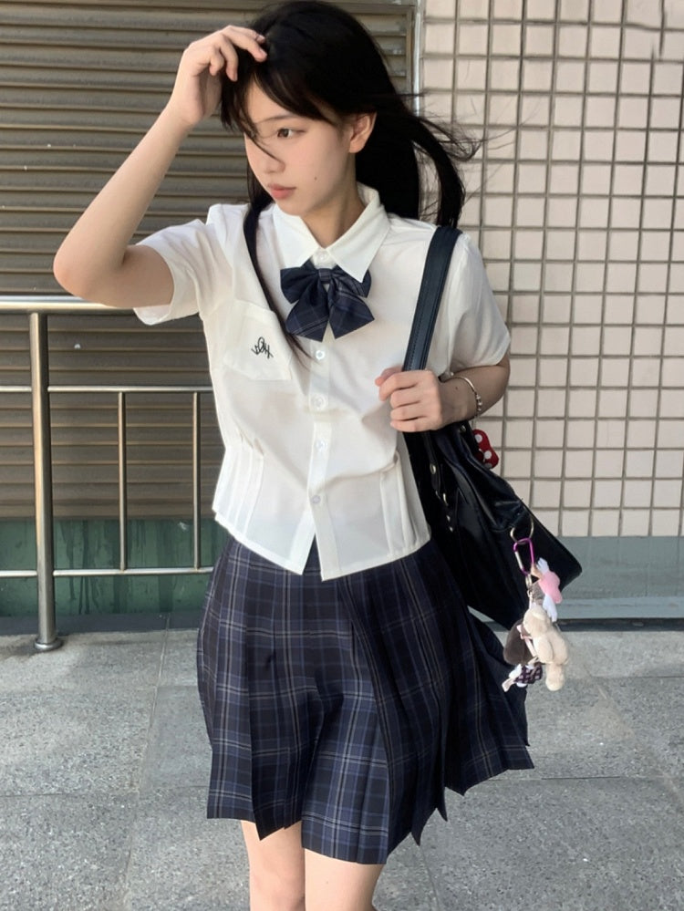 Preppy White Shirt Style Letter Embroidery Uniform JK