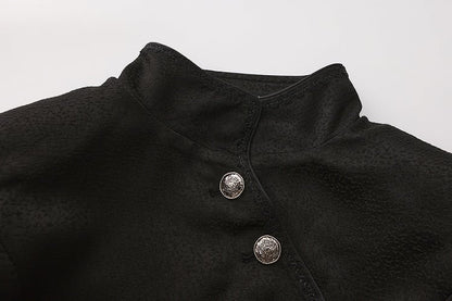 Black with Sleeves Collar Lolita Bell Top Ouji Stand Split-Tail