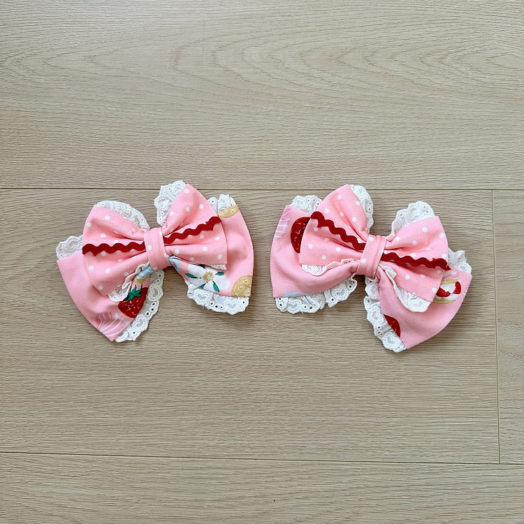 Creamy / White Pink Hairclip Yellow Bowknot