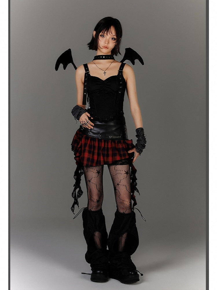 Glamorous Ärmelloses Korsett Top Träger Schwarz Herzförmiger Ausschnitt Schnalle Schulter