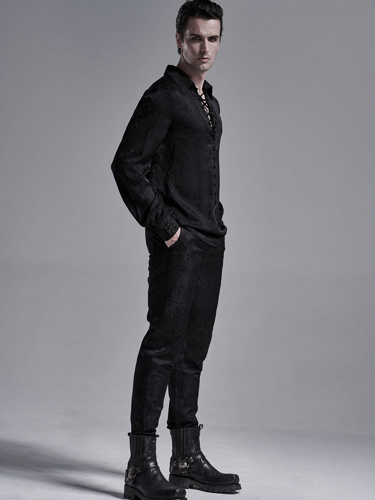 Black Men's Gothic Jacquard Shirt