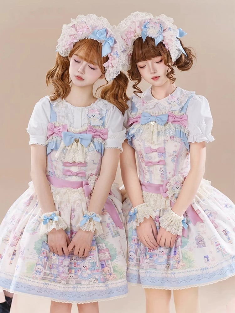 ベージュブルーのリボン付きカフスリスト