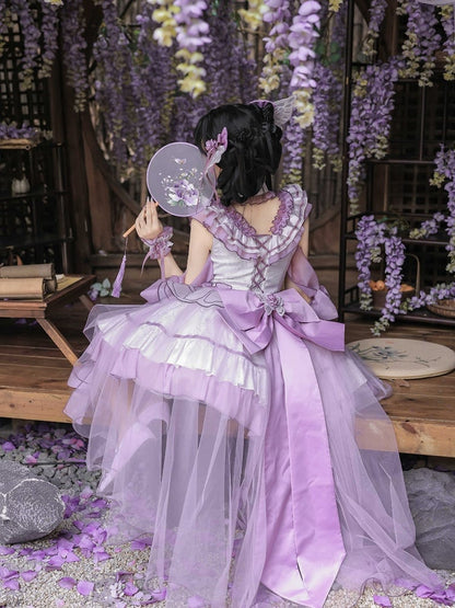 Butterfly Lolita Dress Set with Headpiece and Wrist Cuffs - KIYANA