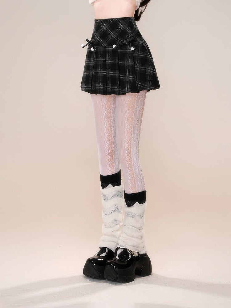 Black Red Plaid Pattern Detachable Bowknot Christmas Skirt