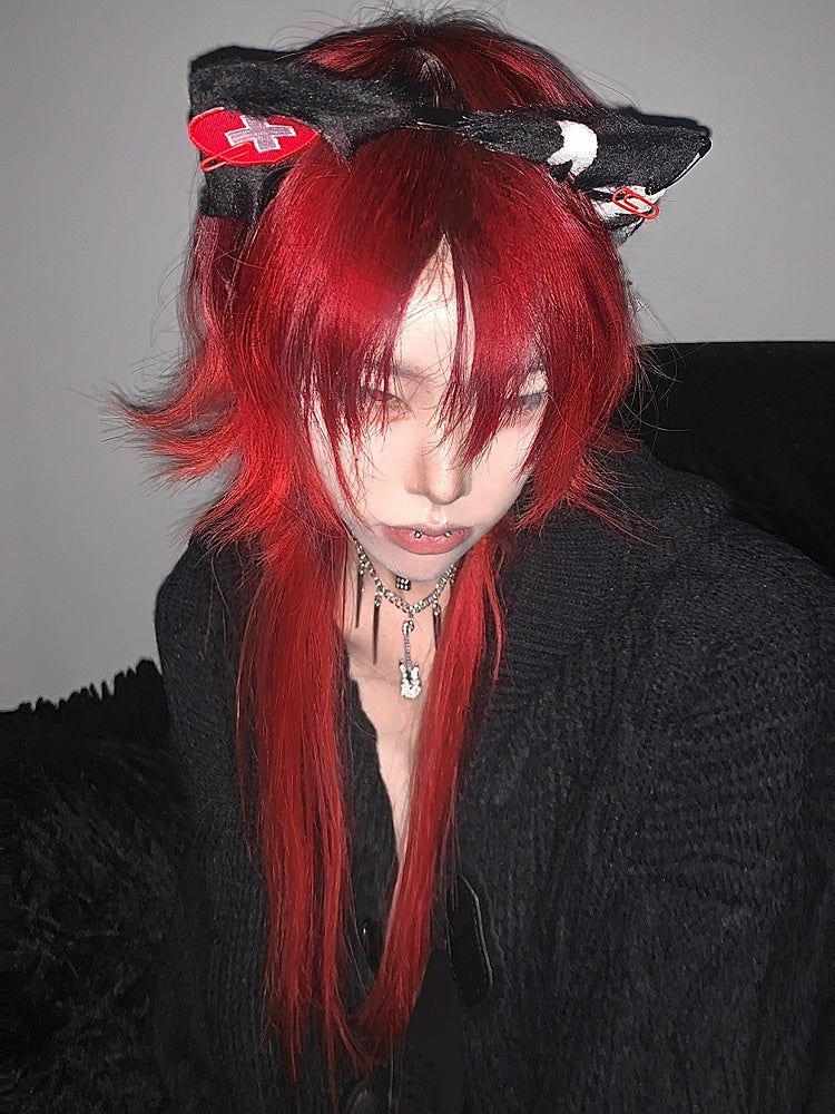 黒闇かわいい猫耳ハートクロスKC