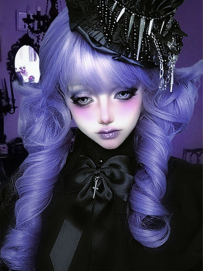 長さウィッグ エアウェーブ 前髪付き 70cm パープル