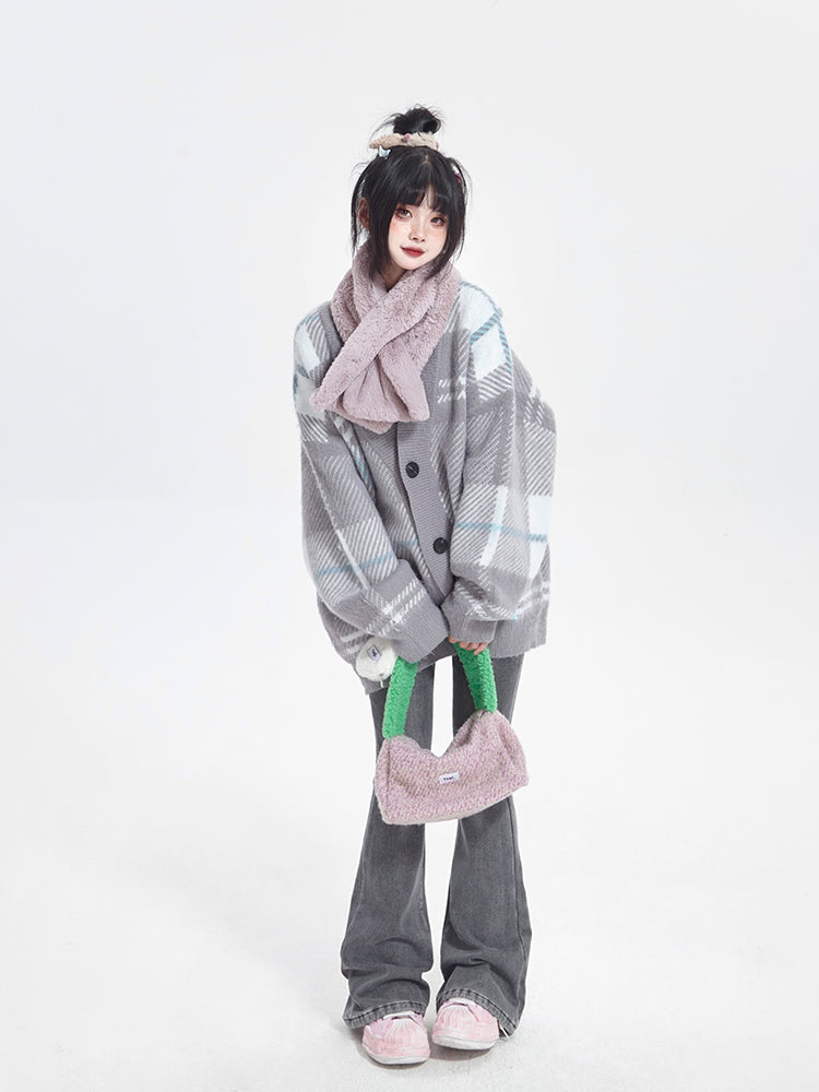 Washed Gray Jeans Low-Rise Flared with Finish Fly Button