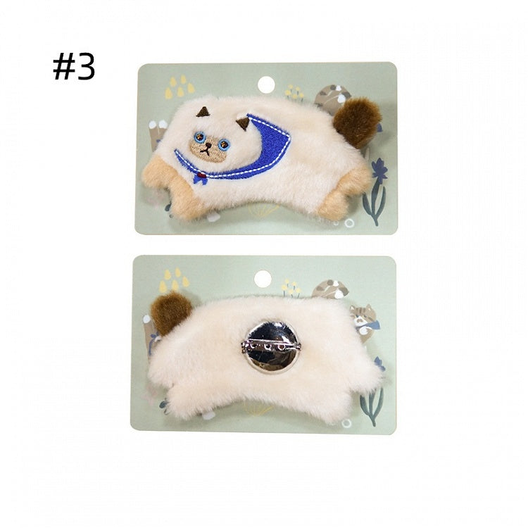 Süße Plüschbrosche in Katzenform