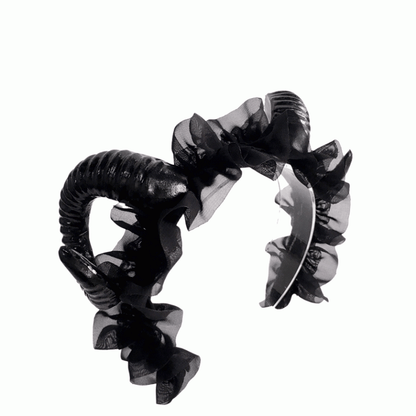 Ruffled KC Black with Faux Accents Horn Gothic