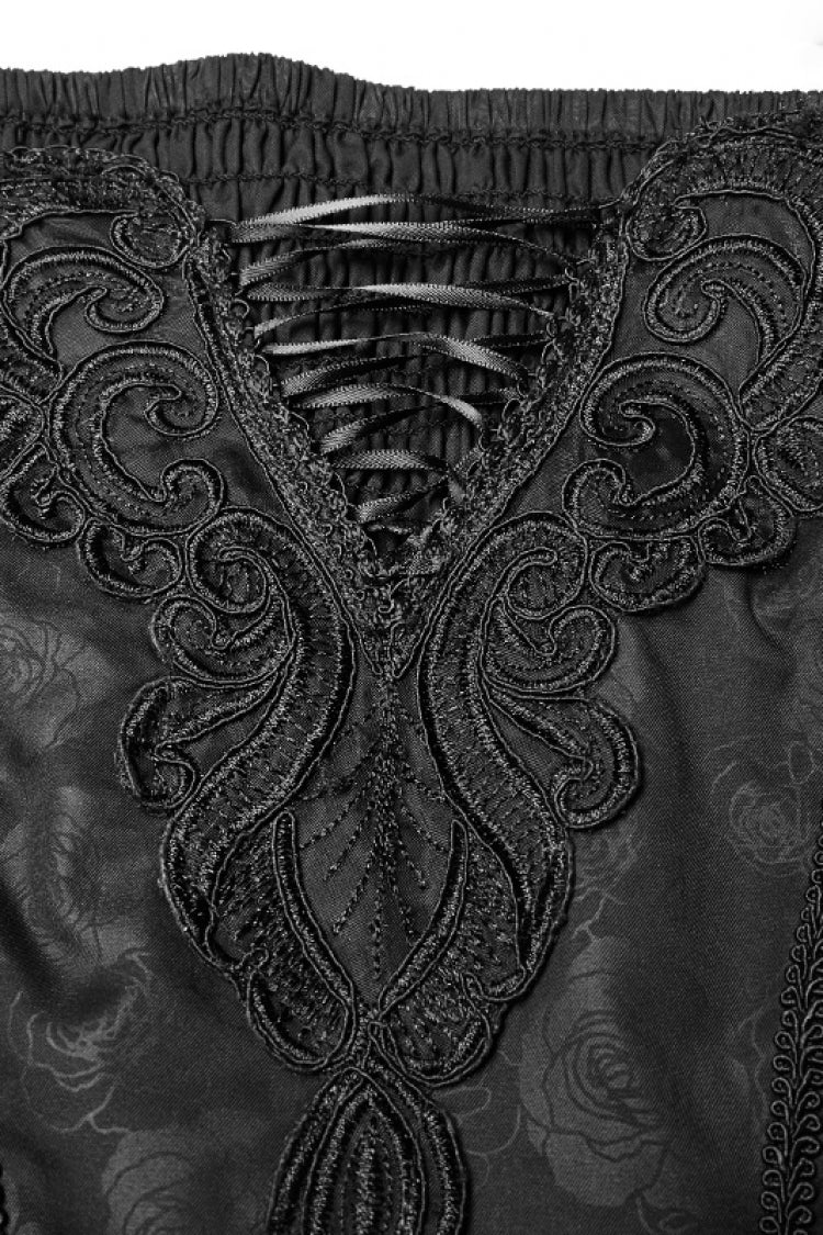 Black Off-Shoulder Multi-Layer Embroidery Lace Women's Gothic Dress