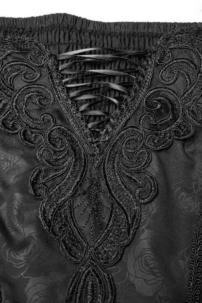Black Off-Shoulder Multi-Layer Embroidery Lace Women's Gothic Dress