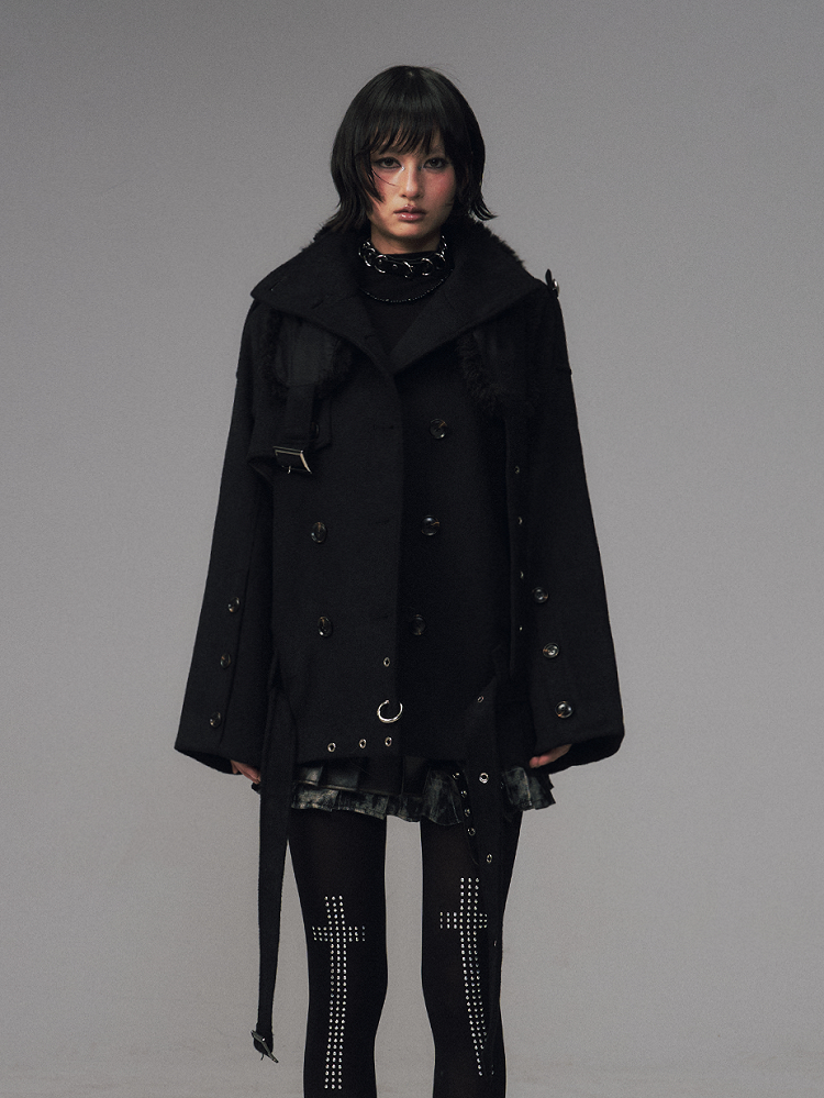 Collar Lapel Jacket with Black Punk