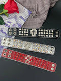 Rot/Schwarz/Silber Armband Y2K Strass Armband verziert Kreuz Design