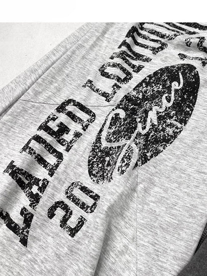 Shorts Saum Schwarz Schlitz Mit Buchstaben Asymmetrische Seite Rock Grau Druck Glamorous