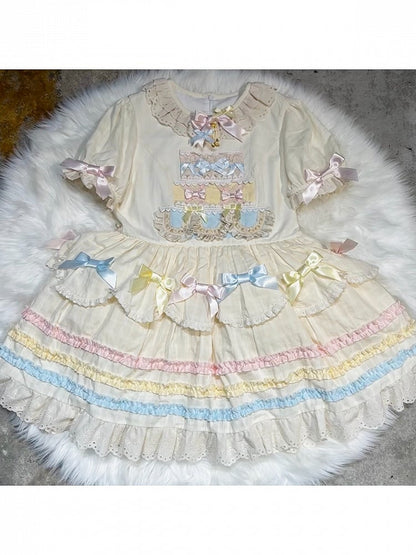 Puff Curve-Friendly Sleeves Dress Fit Lolita Bow Sweet Accents with