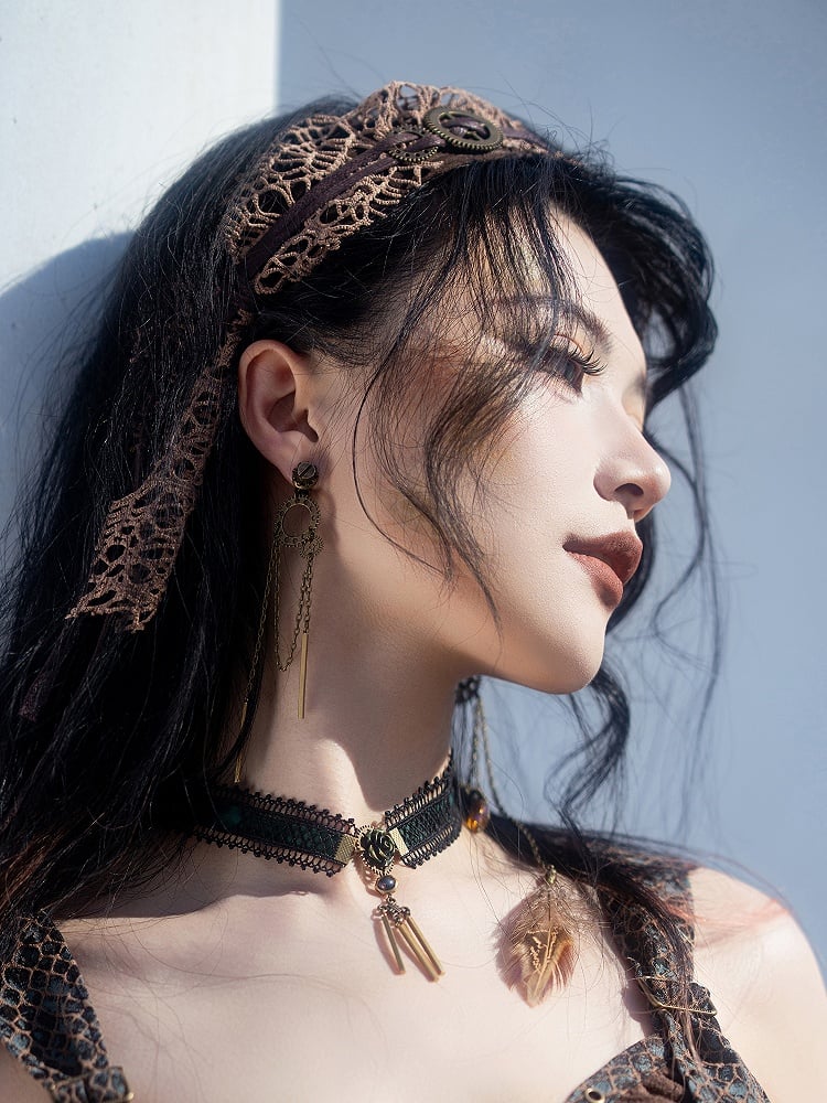 Feather Charms Ear Gear Design Steampunk Clips