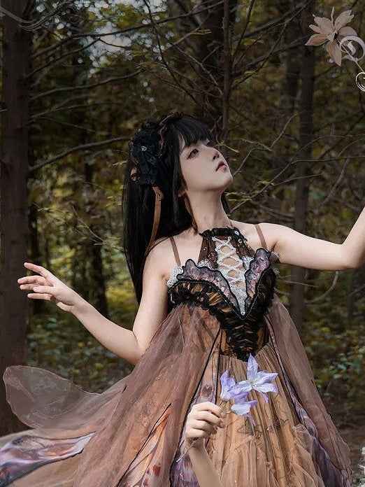 Lace Lolita Hairband Orange Black Purple/Black