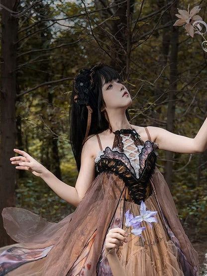 Lace Lolita Hairband Orange Black Purple/Black