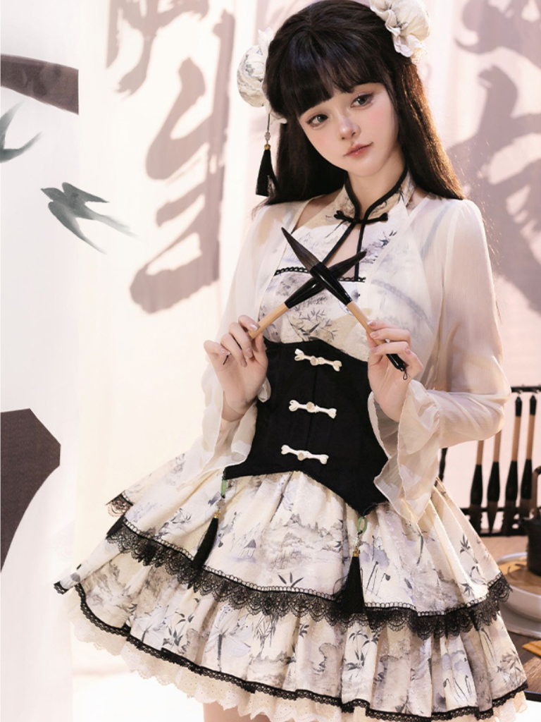 パターン日本のロリータフリルドレス中国