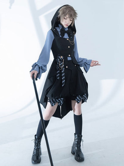 Prince Ouji Shirt Jabot Style Blue Lolita Collar Fashion