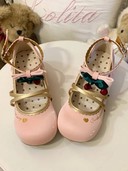 Straps Scalloped Shoes Height Sweet Crisscross Lolita Delicate Heel 2cm/3.5cm Pink Edging -