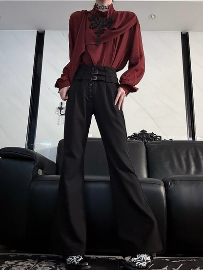 Ouji Spring - Red and Scarf Lolita Elegant Sleeve for Summer Long Wine Neckline Top