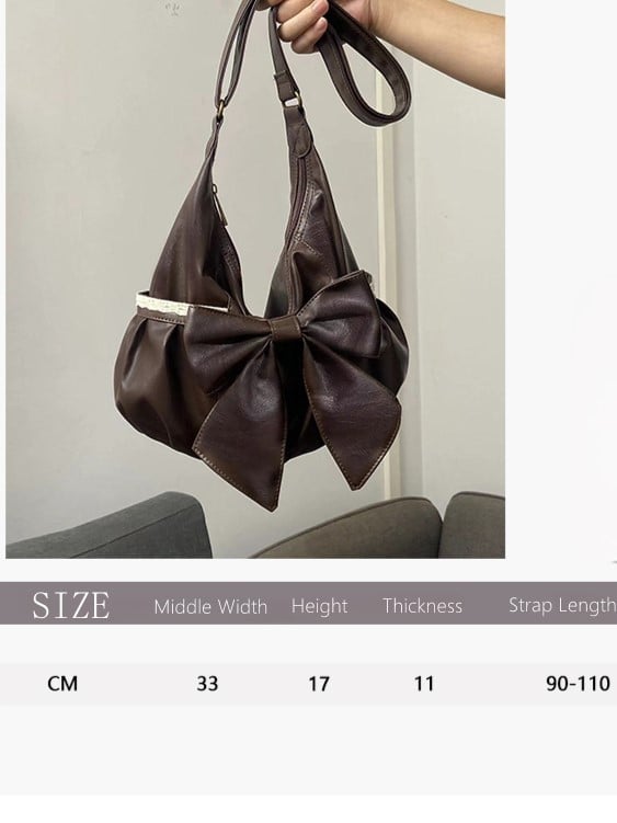 Bow With Oversized Shoulder Detailed Brown Elegant Tote Bag Classic Lace