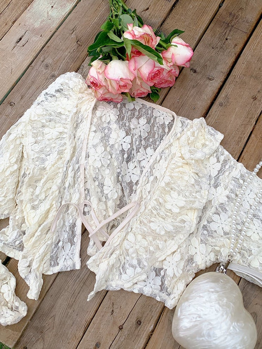 中空レース プラストップサイズストラップ アプリコット セルフタイ