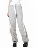 Hose Grau Kordelzug Bündchen Druckknopfdetails Techwear