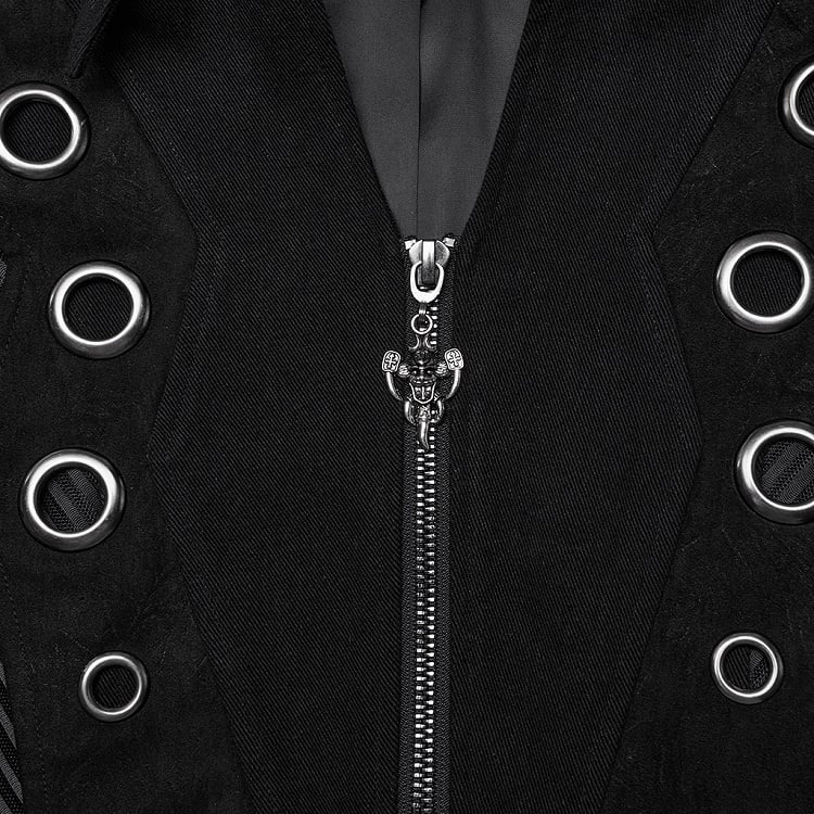 Black Men's Punk Visual Long Jacket