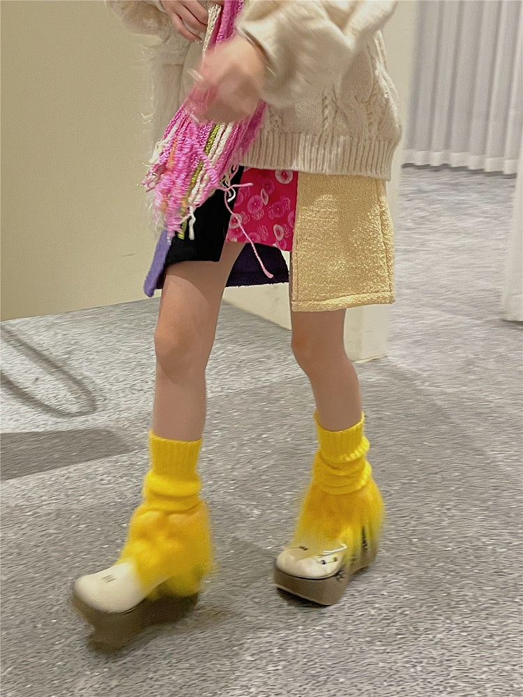 Knitted Cuff Leg Warmers Options Fuzzy 12 Color