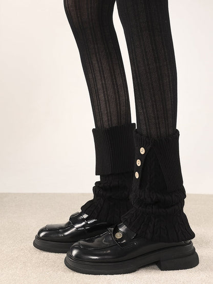 Button Colors Knit with Leg Warmers Decoration Warm 4 Cable